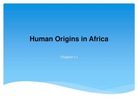 Human Origins in Africa