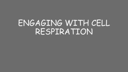 ENGAGING WITH CELL RESPIRATION