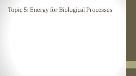 Topic 5: Energy for Biological Processes