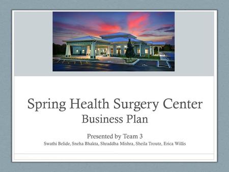 Spring Health Surgery Center Business Plan