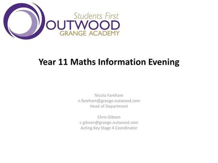 Year 11 Maths Information Evening