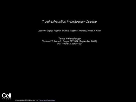 T cell exhaustion in protozoan disease