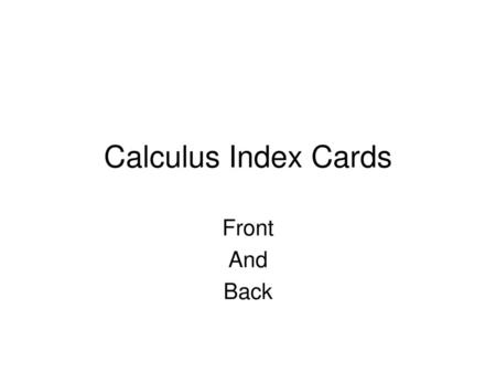 Calculus Index Cards Front And Back.