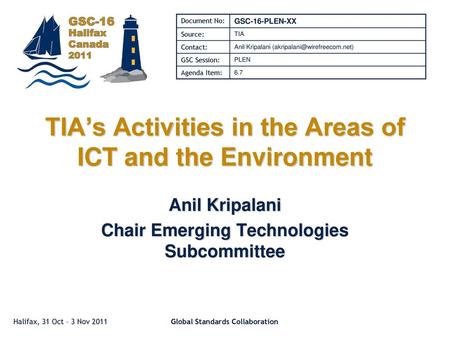 TIA’s Activities in the Areas of ICT and the Environment