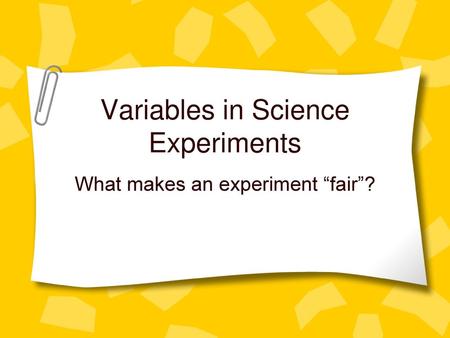 Variables in Science Experiments