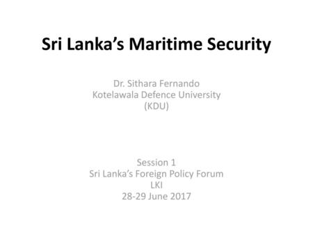 Sri Lanka’s Maritime Security