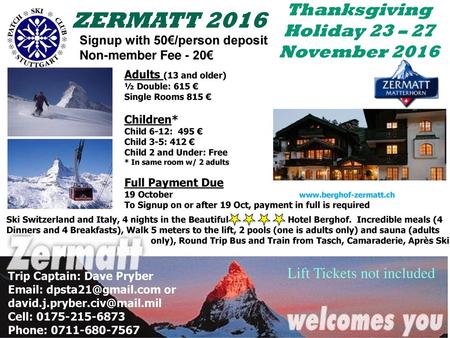 Thanksgiving Holiday 23 – 27 November 2016