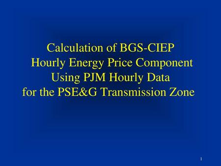 Calculation of BGS-CIEP Hourly Energy Price Component Using PJM Hourly Data for the PSE&G Transmission Zone.