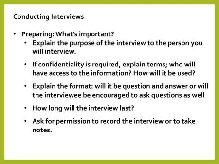 Conducting Interviews