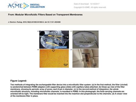 From: Modular Microfluidic Filters Based on Transparent Membranes