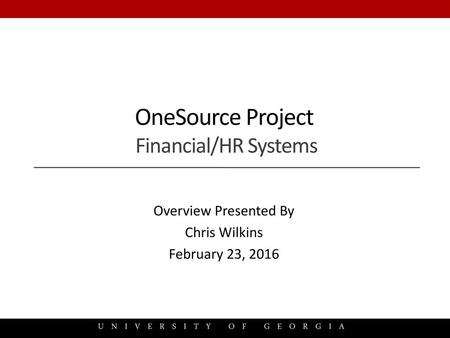 OneSource Project Financial/HR Systems