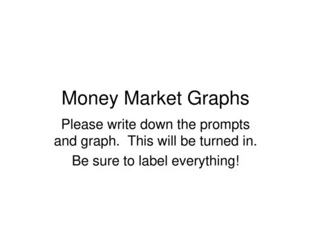 Money Market Graphs Please write down the prompts and graph. This will be turned in. Be sure to label everything!