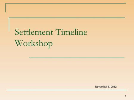 Settlement Timeline Workshop