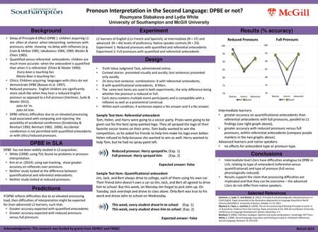 Pronoun Interpretation in the Second Language: DPBE or not?