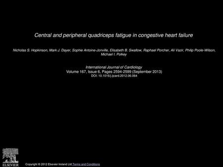 Central and peripheral quadriceps fatigue in congestive heart failure