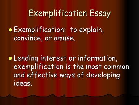 Exemplification Essay