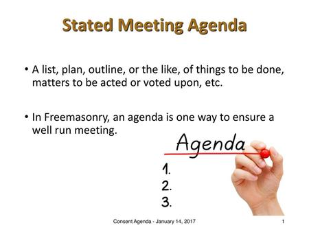 Consent Agenda - January 14, 2017