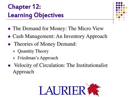 Chapter 12: Learning Objectives