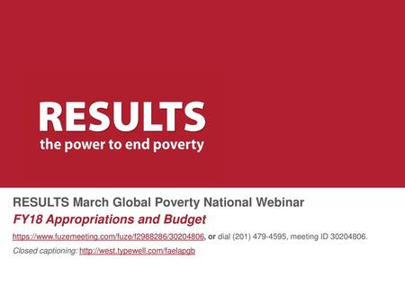 RESULTS March Global Poverty National Webinar