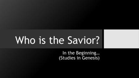 In the Beginning… (Studies in Genesis)