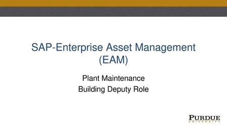 SAP-Enterprise Asset Management (EAM)