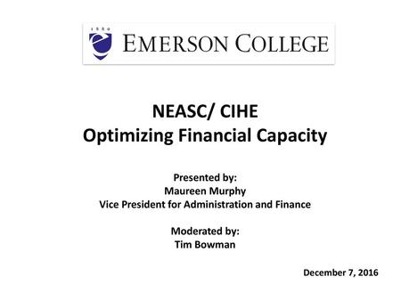 NEASC/ CIHE Optimizing Financial Capacity