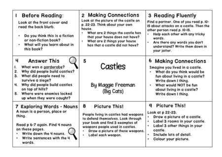 Castles Before Reading: Making Connections Reading Fluently