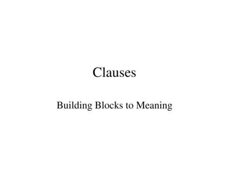 Building Blocks to Meaning