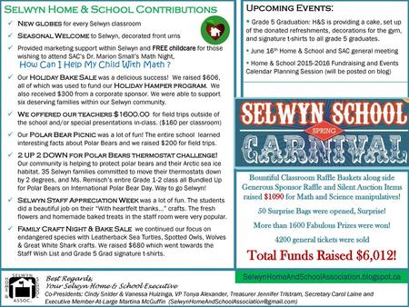 Selwyn Home & School Contributions