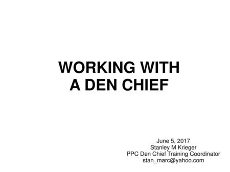 WORKING WITH A DEN CHIEF