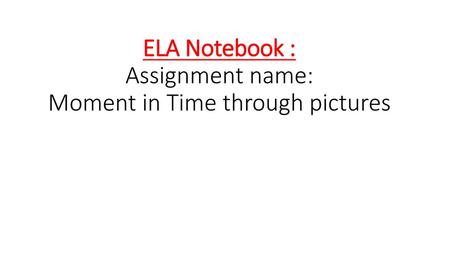 ELA Notebook : Assignment name: Moment in Time through pictures