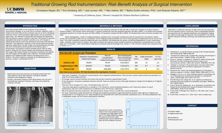 Traditional Growing Rod Instrumentation: Risk-Benefit Analysis of Surgical Intervention Christopher Migdal, BS,1,2 Eric Klineberg, MD,1,2 Joel Lerman,