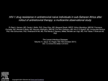 HIV-1 drug resistance in antiretroviral-naive individuals in sub-Saharan Africa after rollout of antiretroviral therapy: a multicentre observational study 