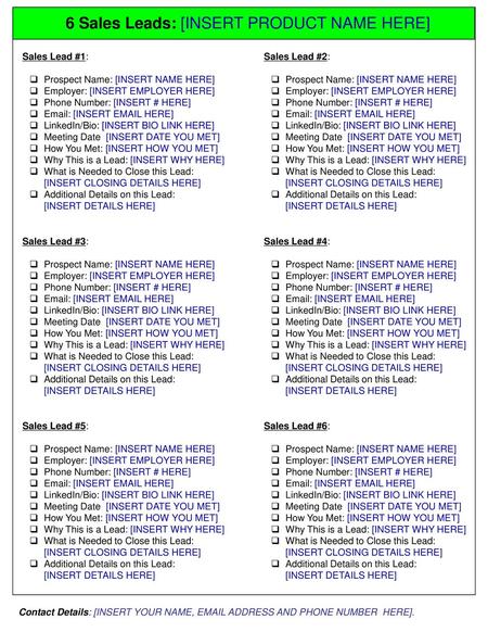 6 Sales Leads: [INSERT PRODUCT NAME HERE]