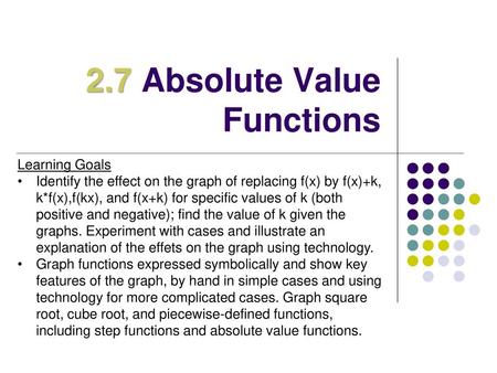 2.7 Absolute Value Functions