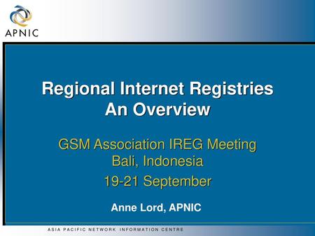 Regional Internet Registries An Overview