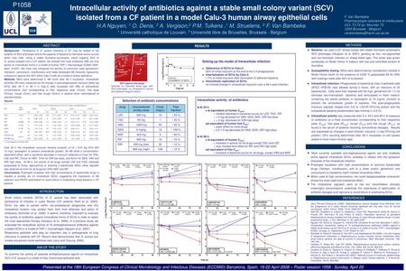 P1058 Intracellular activity of antibiotics against a stable small colony variant (SCV) isolated from a CF patient in a model Calu-3 human airway epithelial.