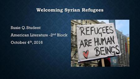 Welcoming Syrian Refugees