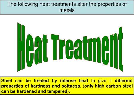 The following heat treatments alter the properties of metals