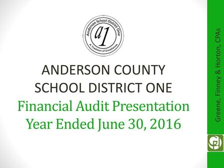 Financial Audit Presentation Year Ended June 30, 2016