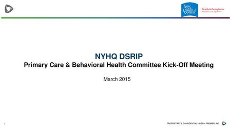 NYHQ DSRIP Primary Care & Behavioral Health Committee Kick-Off Meeting