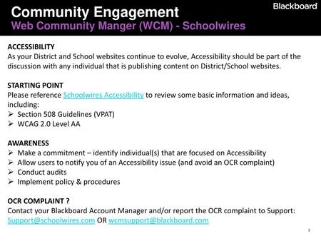 Community Engagement Web Community Manger (WCM) - Schoolwires