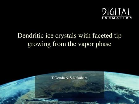 Dendritic ice crystals with faceted tip growing from the vapor phase