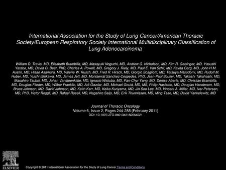 International Association for the Study of Lung Cancer/American Thoracic Society/European Respiratory Society International Multidisciplinary Classification.