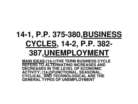 14-1, P.P ,BUSINESS CYCLES, 14-2, P.P ,UNEMPLOYMENT