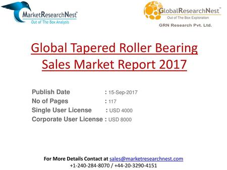 Global Tapered Roller Bearing Sales Market Report 2017