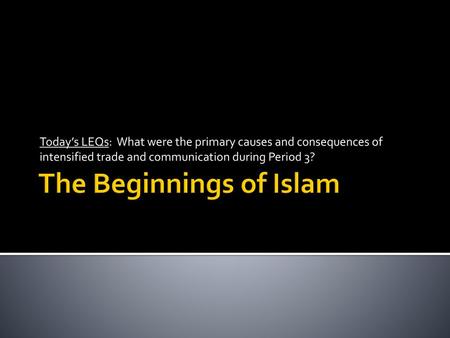 The Beginnings of Islam