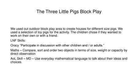 The Three Little Pigs Block Play