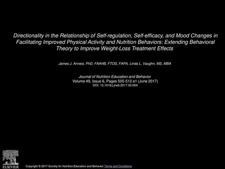 Directionality in the Relationship of Self-regulation, Self-efficacy, and Mood Changes in Facilitating Improved Physical Activity and Nutrition Behaviors: