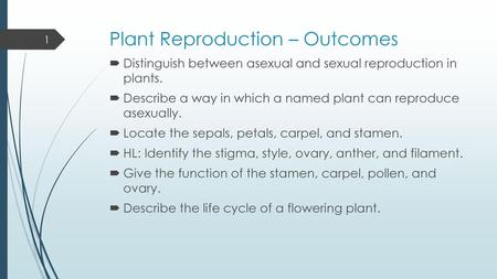 Plant Reproduction – Outcomes